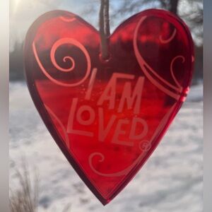 HELZBERG DIAMONDS JEWELERS/Hallmark Red Crystal cut glass Heart Ornament